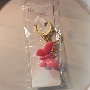 5 For 25 Pink Butterfly Keychain - Gold Hardware